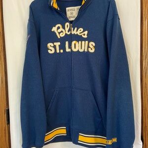 Vintage St. Louis Blues Men's CCM zippered knit sweater jacket sweatshirt~2XL